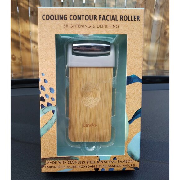 Stainless Steel Cooling Facial Roller with Natural Bamboo Handle by Lindo - Picture 2 of 2